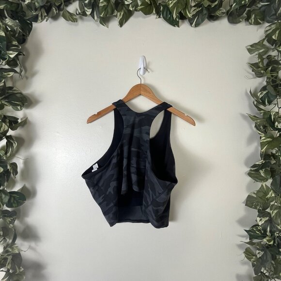 Athleta Athletic Conscious Crop Sports Bra Tank Camo Grey Black Women’s Sz 2x - Picture 2 of 8